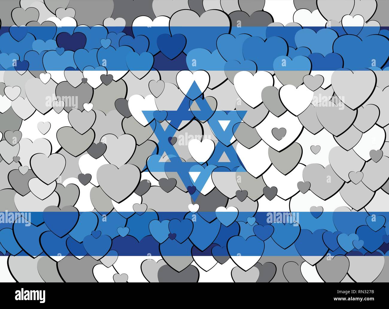 Israel Flagge aus Herzen Hintergrund - Abbildung Stock Vektor