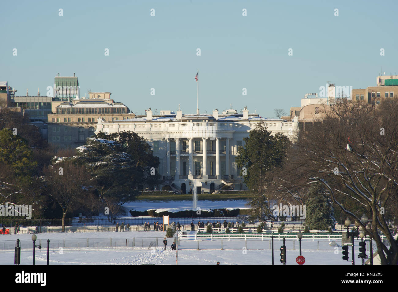 White House USA Winter schnee Stockfoto