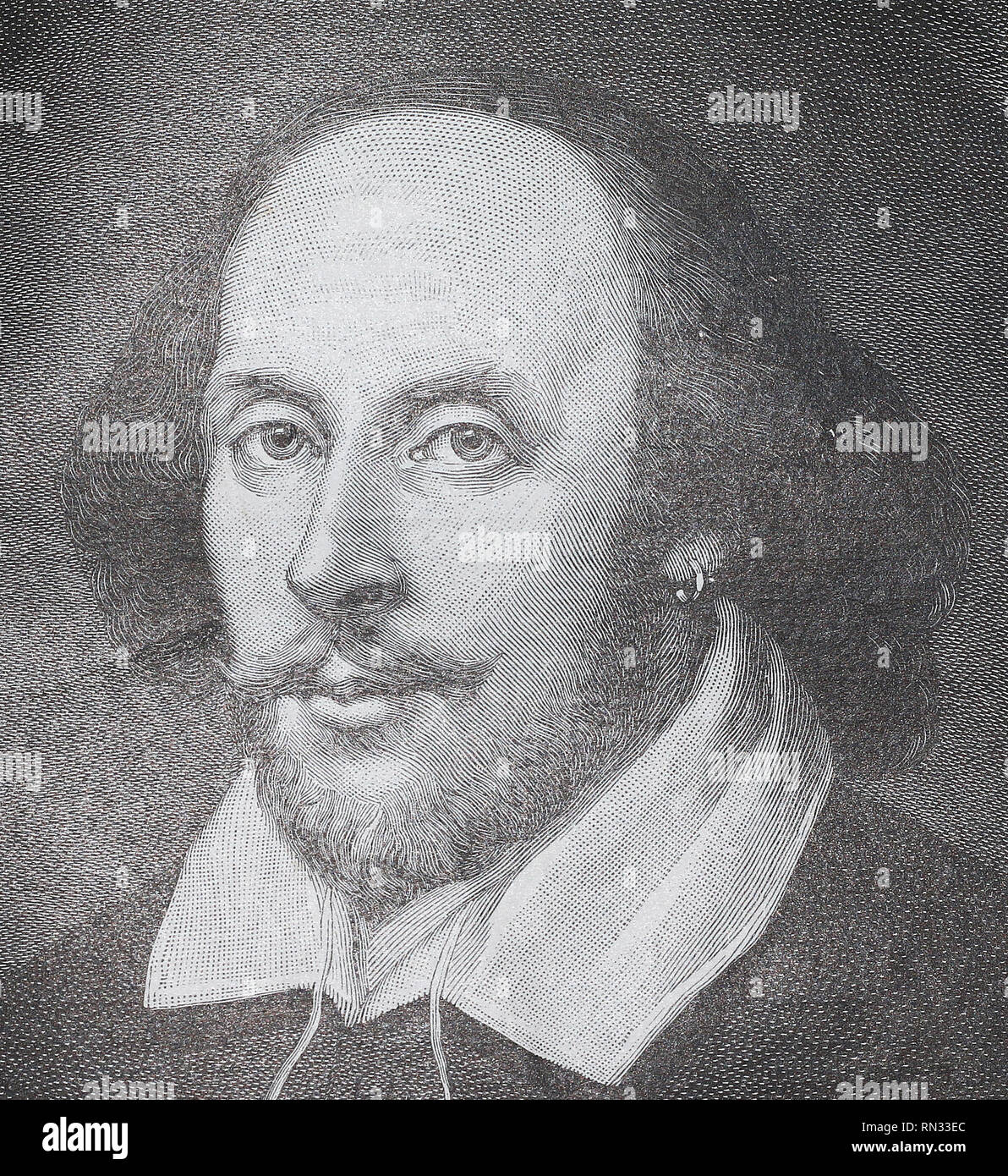 Porträt von William Shakespeare. Mittelalterlichen Gravur Stockfoto