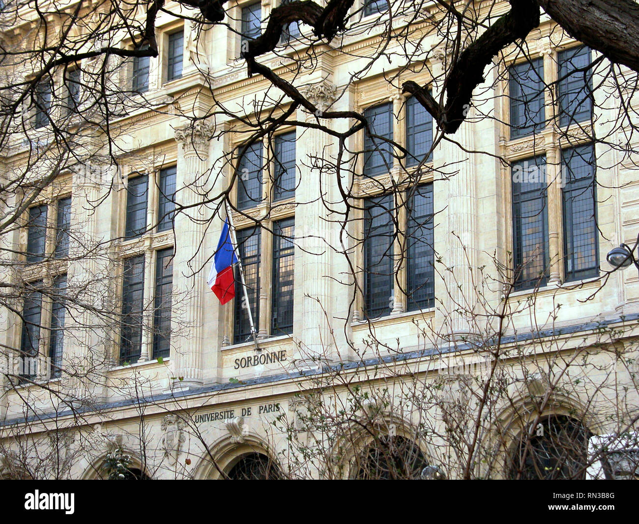 Université de Paris-Sorbonne, Rue des Ecoles, 5. Arrondissement, Paris, Frankreich: Fassade Detail Stockfoto