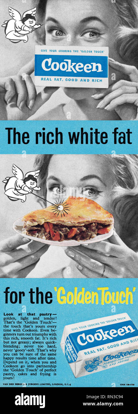 1957 britischen Werbung für Cookeen Kochen Fett. Stockfoto