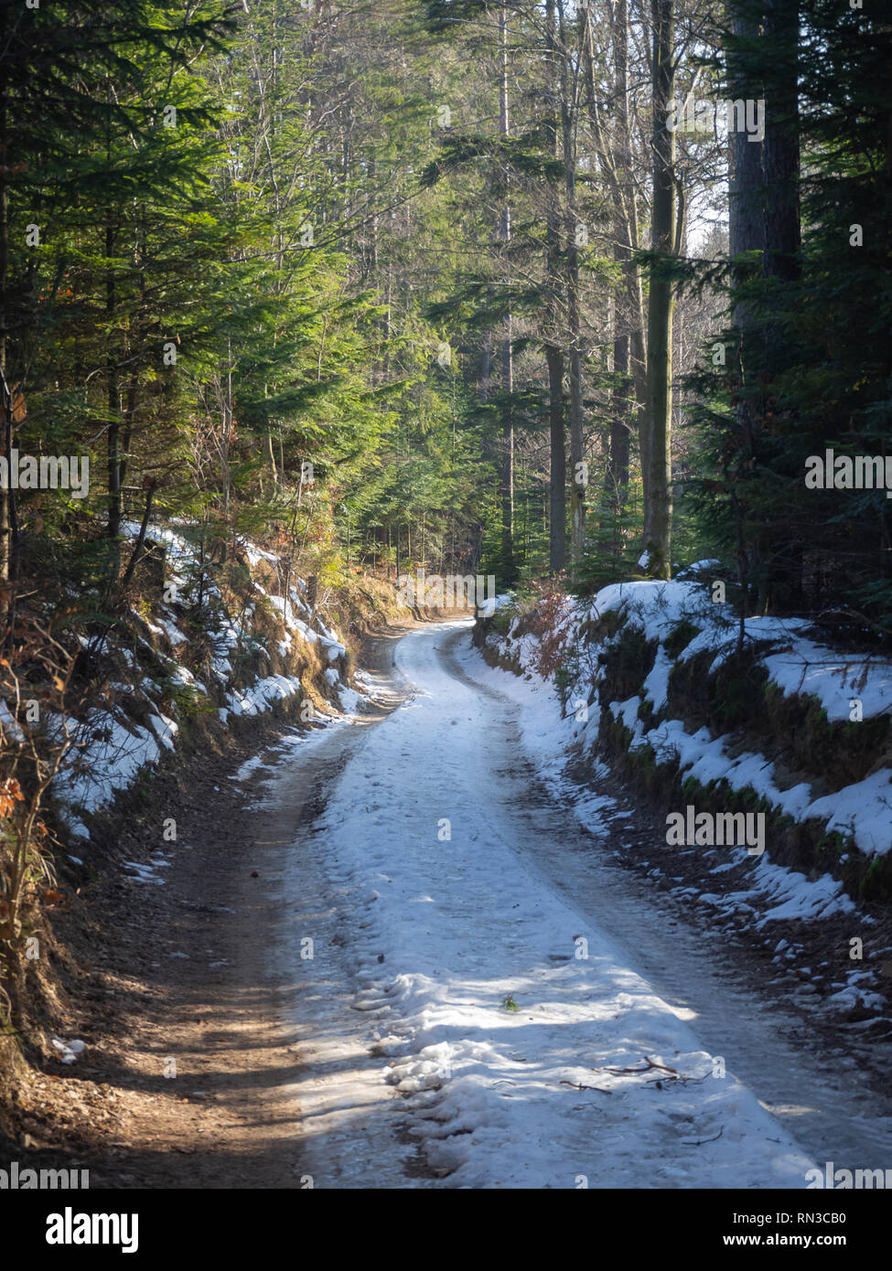 Ländliche Weg im Winter Stockfoto