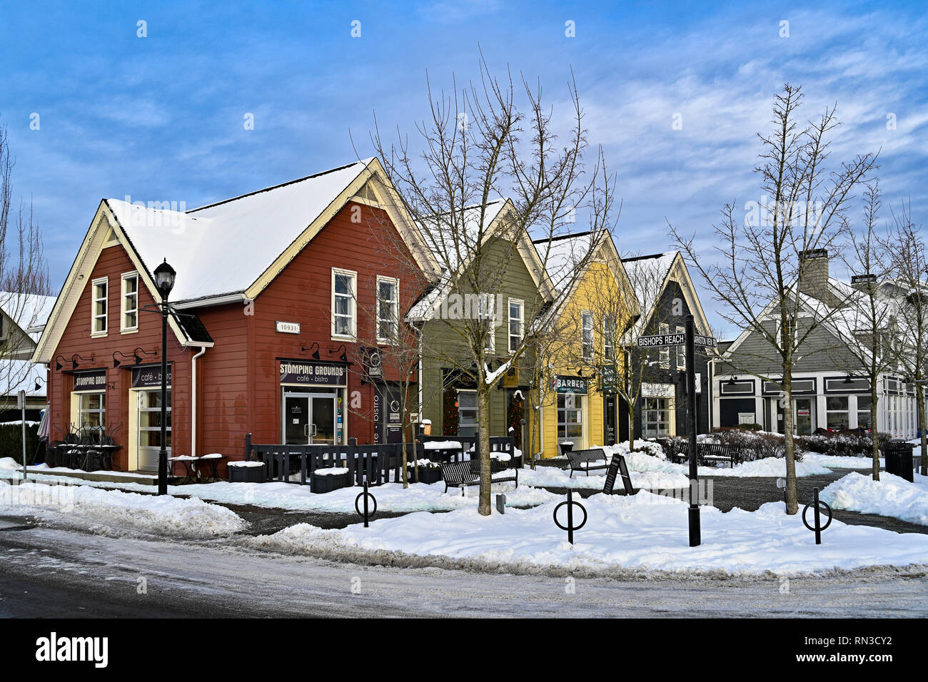 Storefronts, Pitt Meadows, British Columbia, Kanada Stockfoto