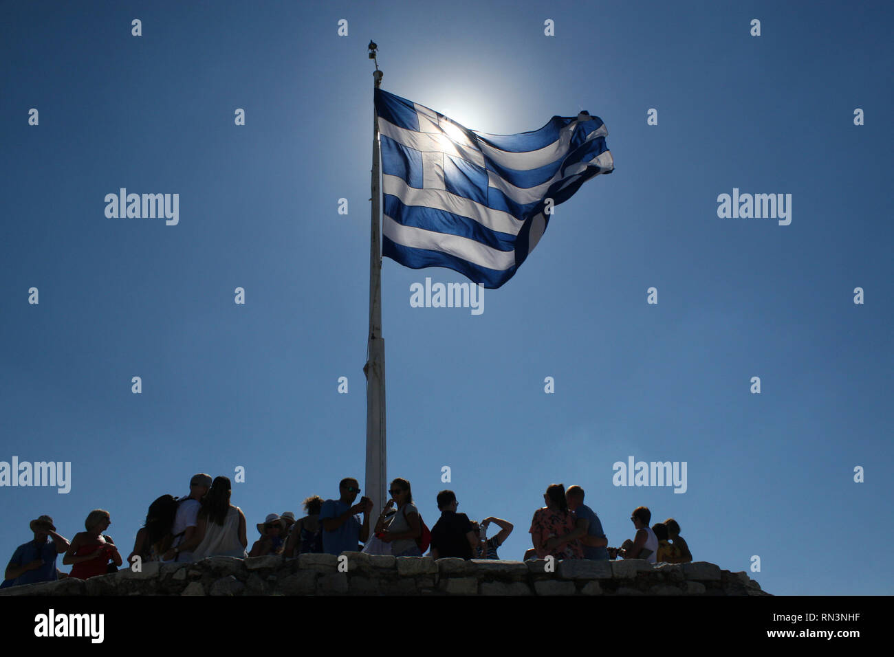 Galanòlefki Kianòlefki die griechische Flagge Stockfoto