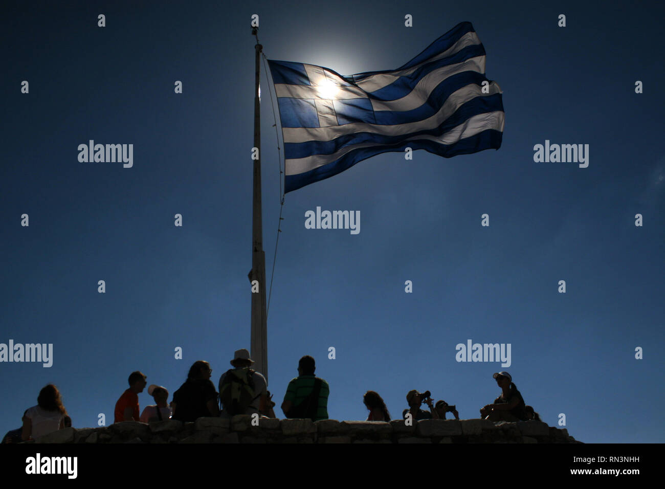 Galanòlefki Kianòlefki die griechische Flagge Stockfoto