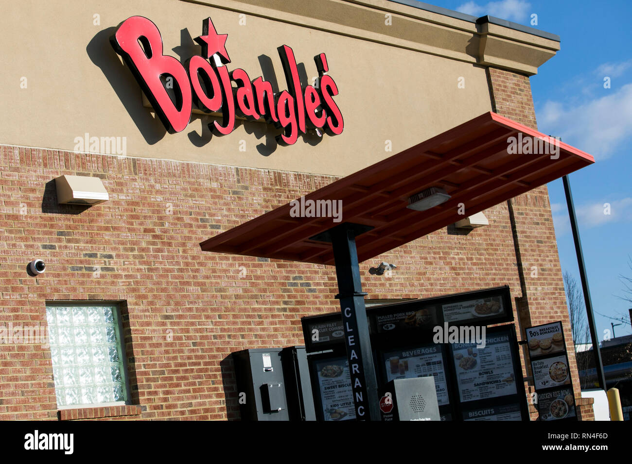 Ein logo Zeichen außerhalb des Bojangle fast food Restaurant Lage in Winchester, Virginia am 13. Februar 2019. Stockfoto