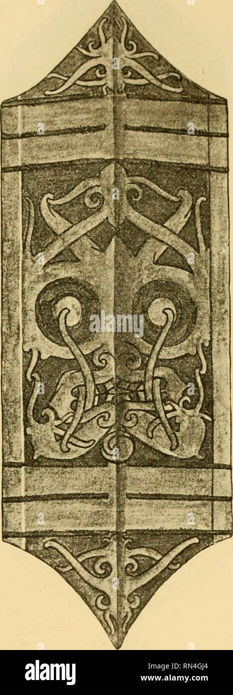 . Annalen des Naturhistorischen Museen in Wien. Naturhistorisches Museum (Österreich); Naturgeschichte. Abb. 24. Vorderansicht eines Schildes dayakischen. Borneo. (V. Kessel.) (V'ölkermus. Berlin. Gez. v. Meyn.) im 8:0" 435 Meter. Vergl. Text, Seite 200, 231, 233, 237.. Abb. 25. Siidost-Borneo Dayakschild aus. (Ethnogr. Mus. Leiden. [Nv.-Nr. 3oo Iy 5. Gez. v. Tomasse 11.) 1-275: o'3g-Meter. Vergl. Text, Seite 200, 231, 233, 234, 235, 236, 237. sein als der Götterkönig und Thaten etliche Tausend Jahre harte Busse, wodurch der älteste Bruder zum Könige über die vierzehn Welten eingesetzt wurd Stockfoto