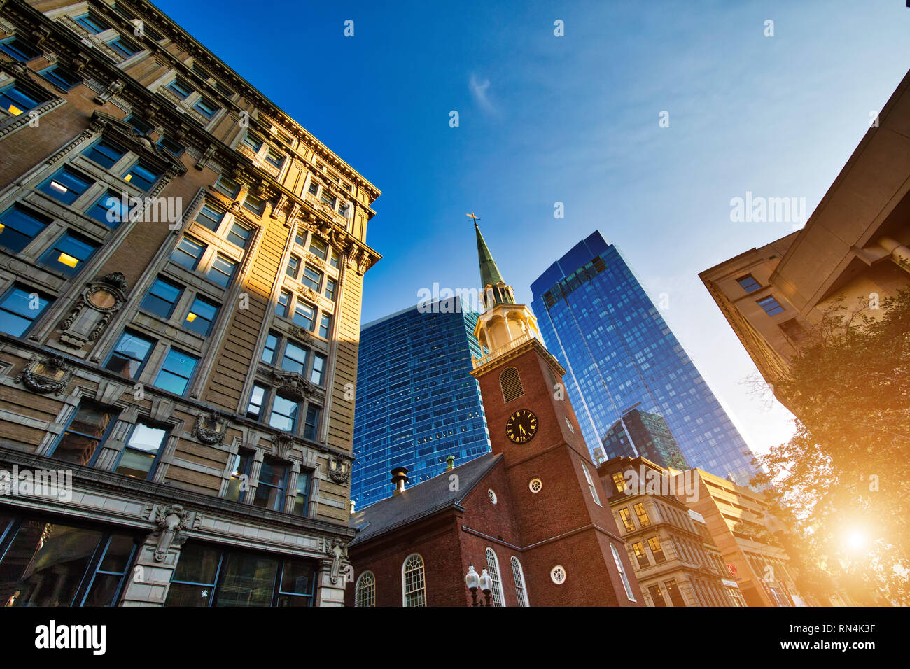 Boston typische Häuser im historischen Zentrum Stockfoto
