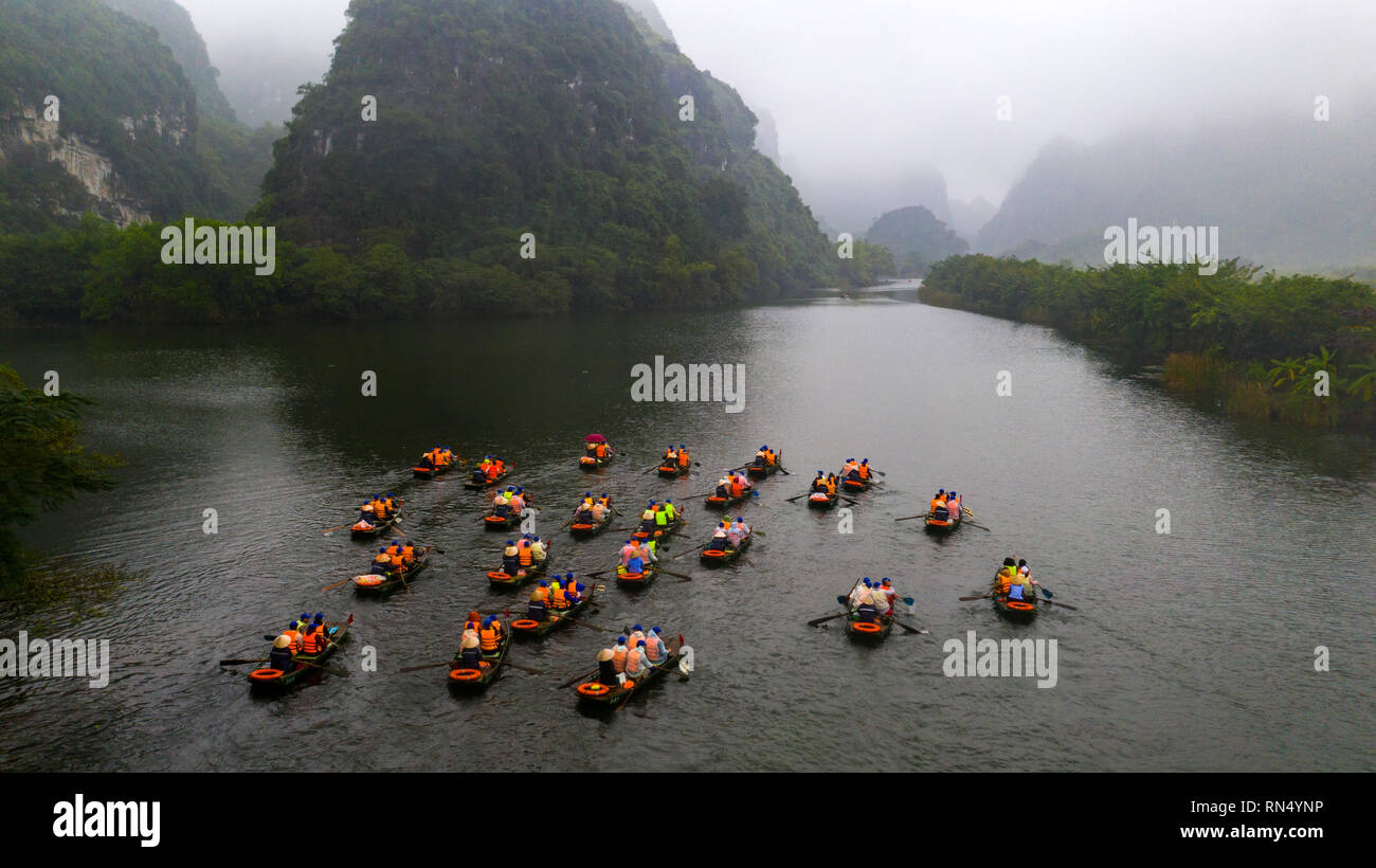 Ökotourismus Trang eine Bootstour, Ninh Binh, Vietnam Stockfoto