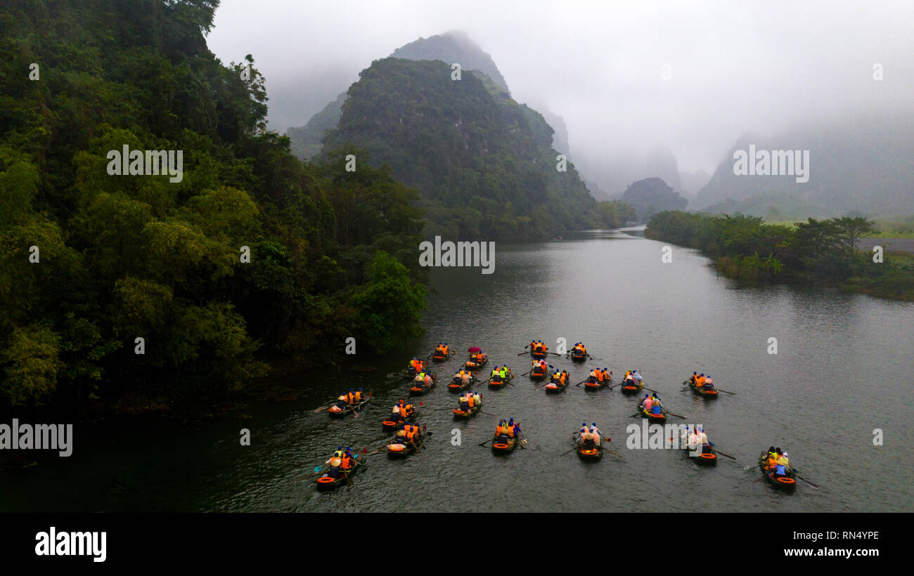 Ökotourismus Trang eine Bootstour, Ninh Binh, Vietnam Stockfoto