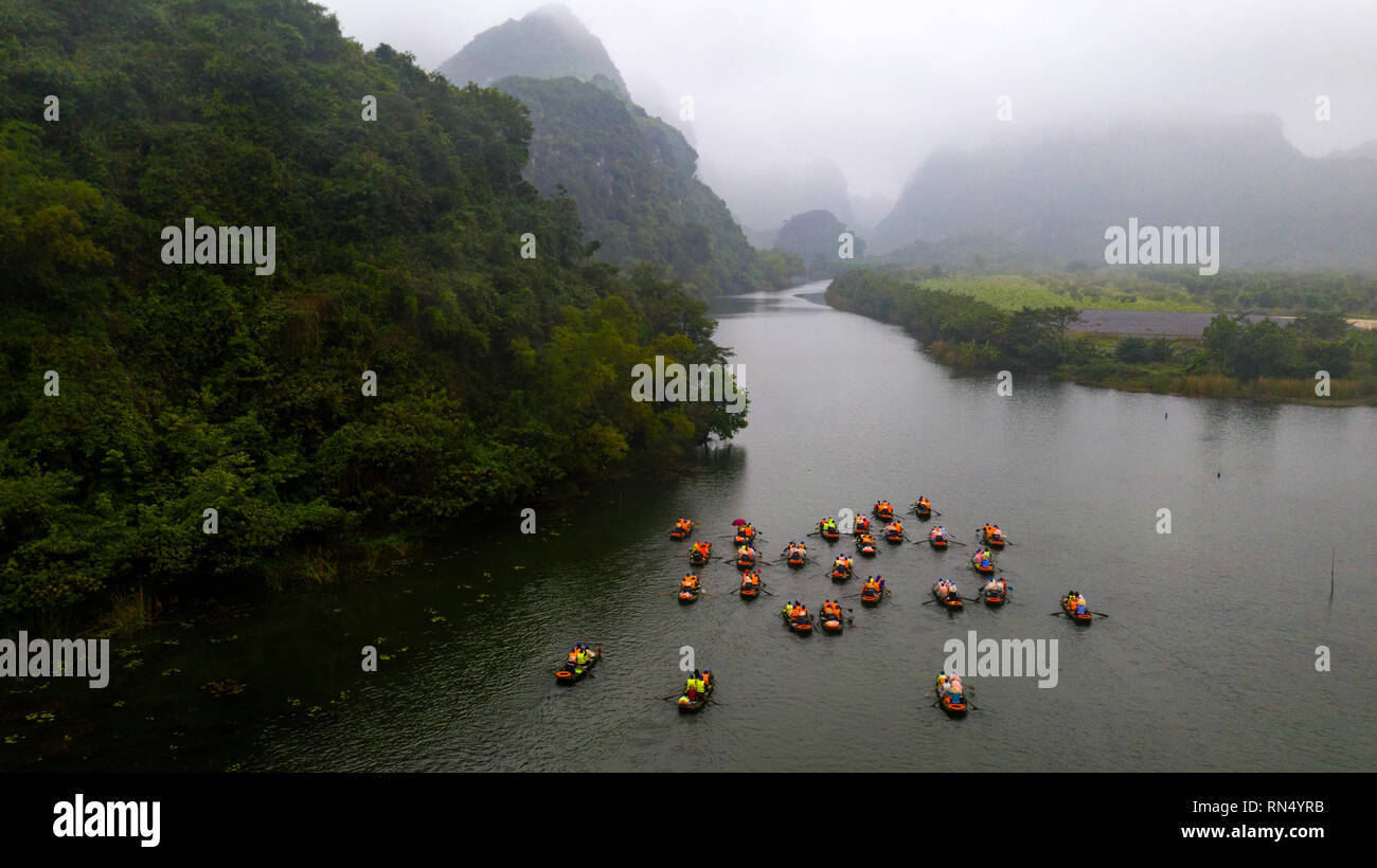Ökotourismus Trang eine Bootstour, Ninh Binh, Vietnam Stockfoto