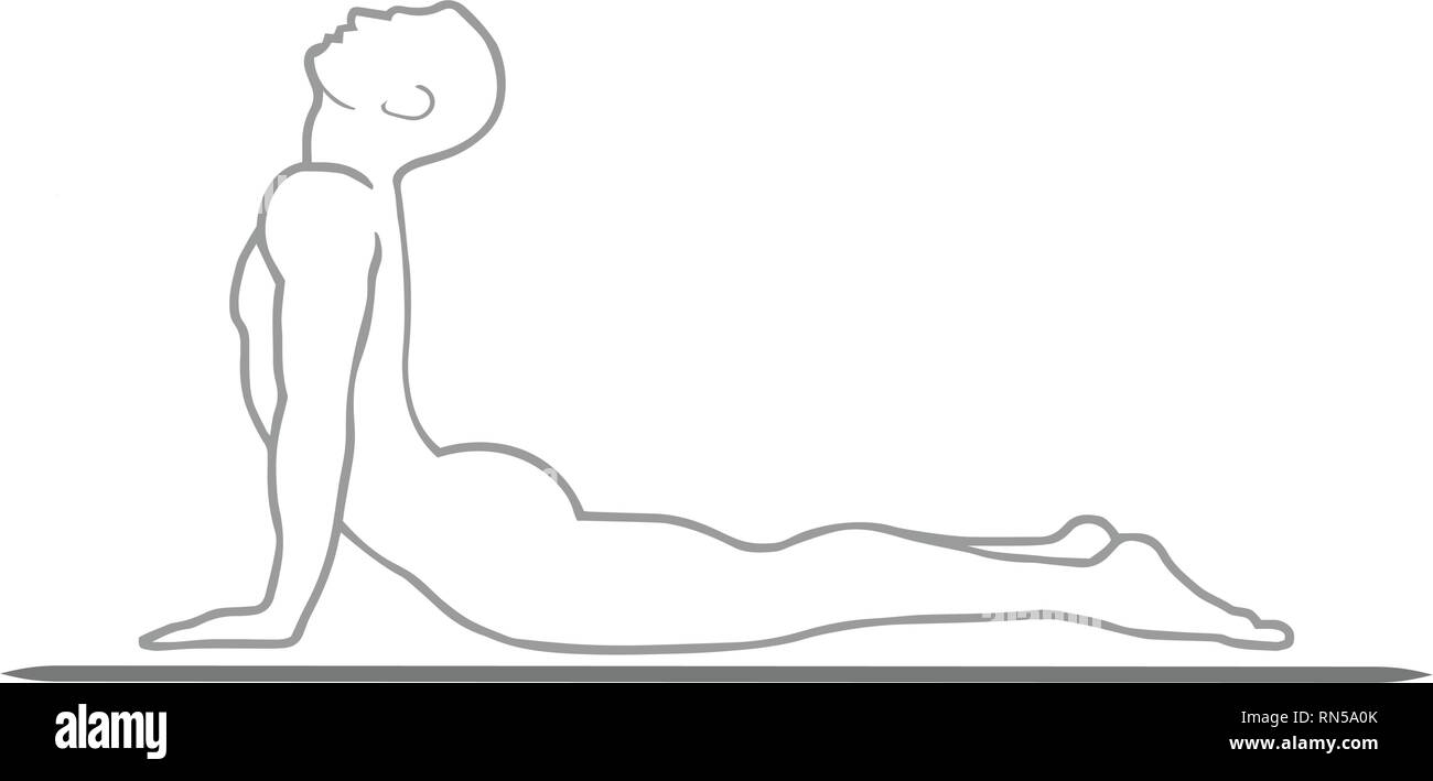 Mann Silhouette in Yoga oder pilates Position Stock Vektor