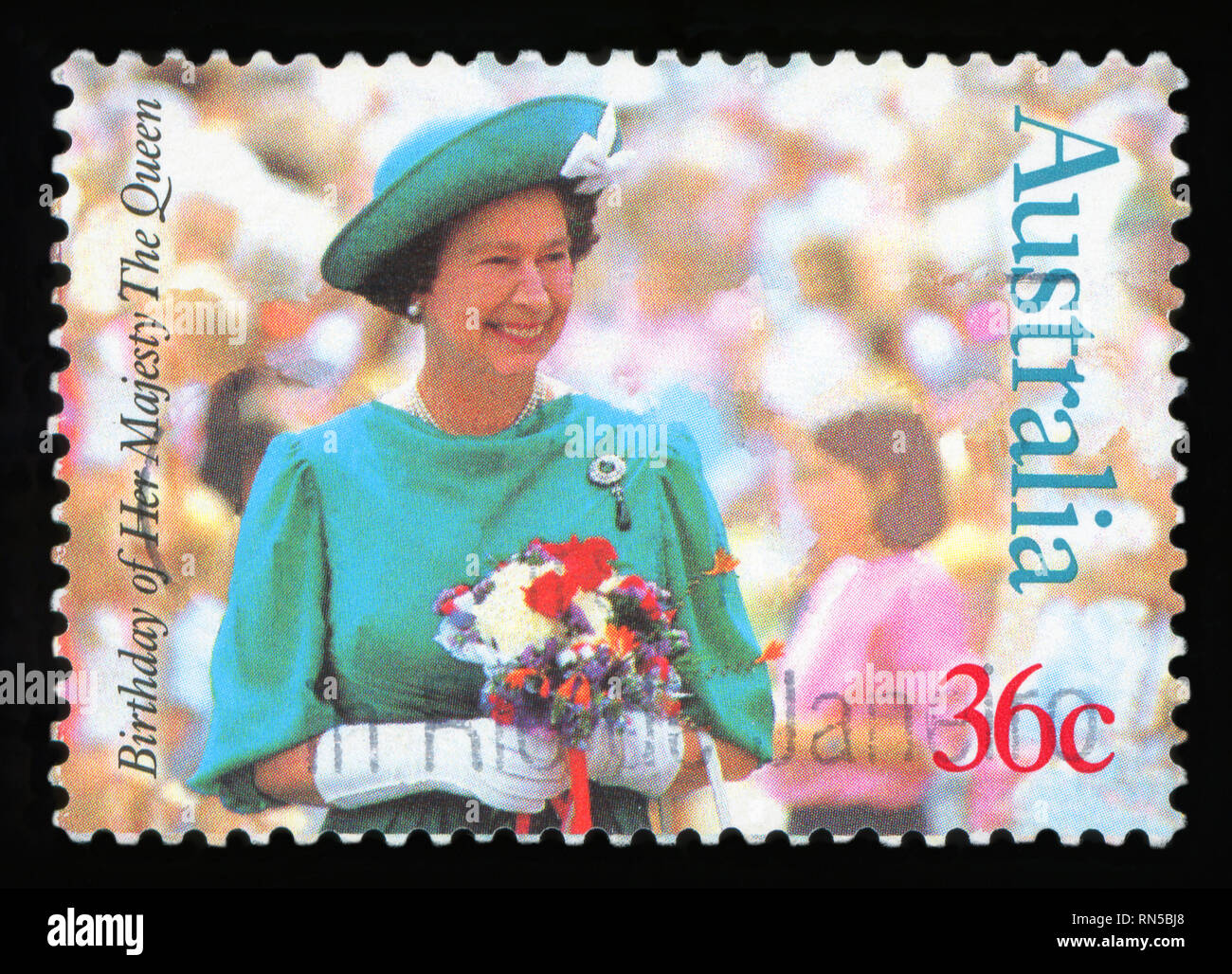 Australien - CIRCA 1987: Briefmarke gedruckt von Australien, zeigt Königin Elizabeth II, ca. 1987 Stockfoto