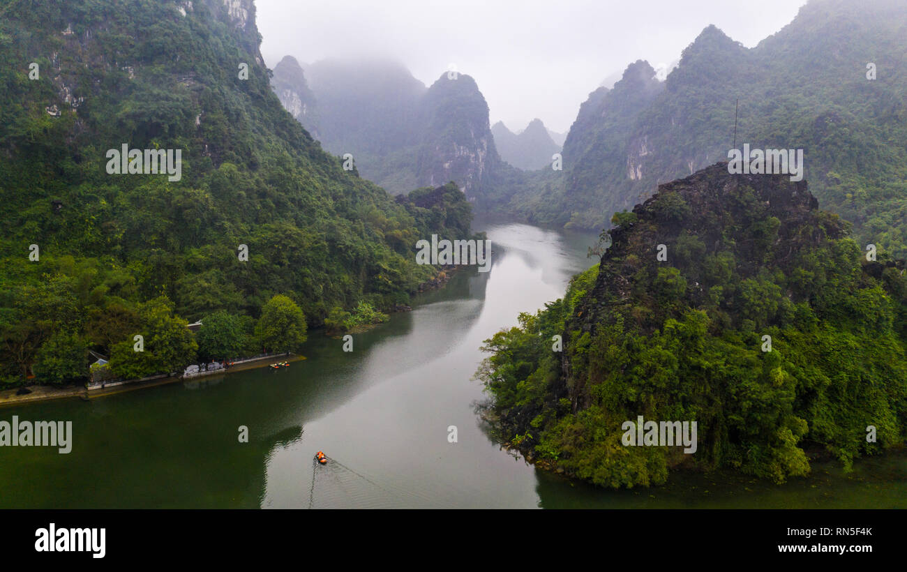Ökotourismus Trang eine Bootstour, Ninh Binh, Vietnam Stockfoto