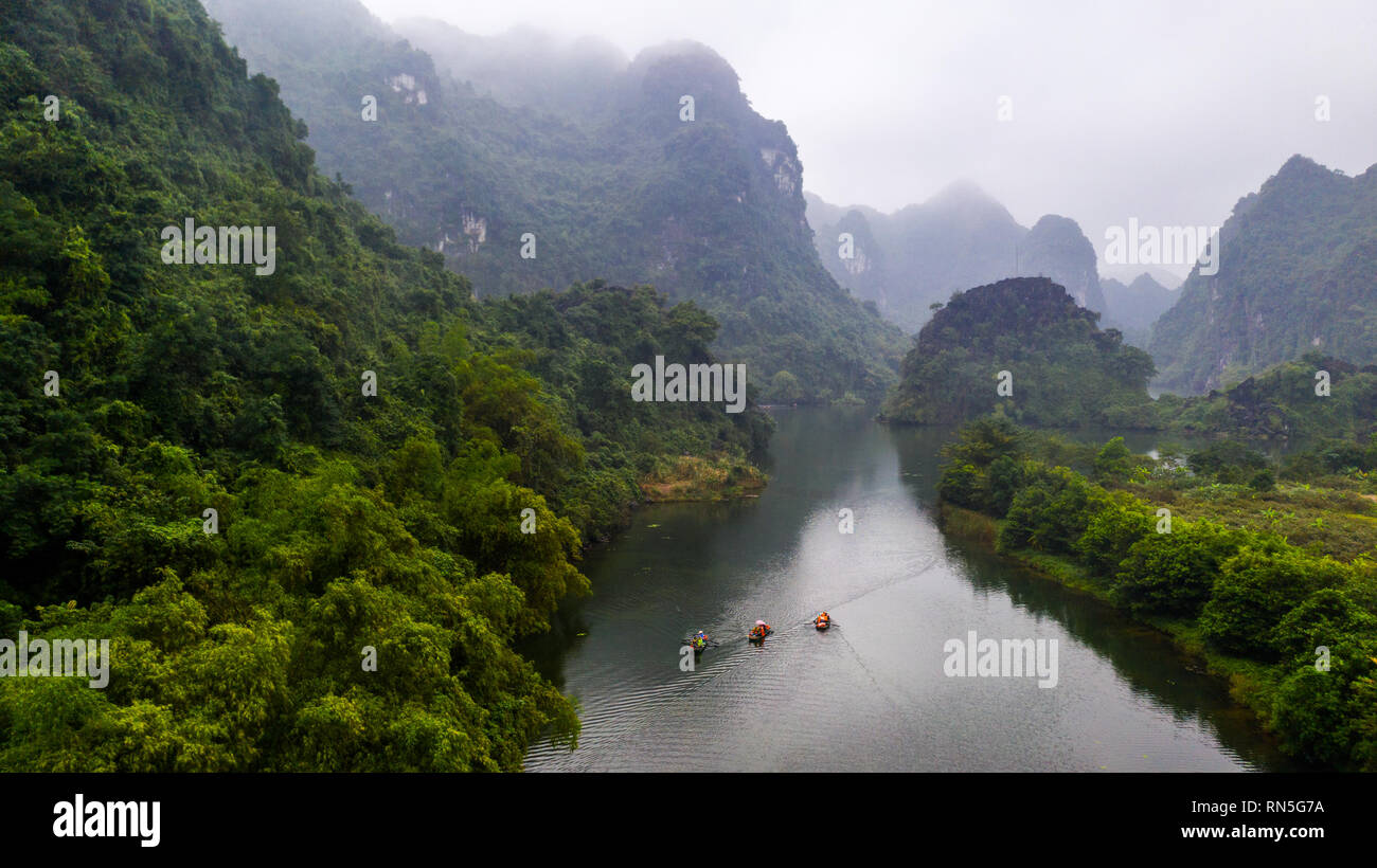 Ökotourismus Trang eine Bootstour, Ninh Binh, Vietnam Stockfoto