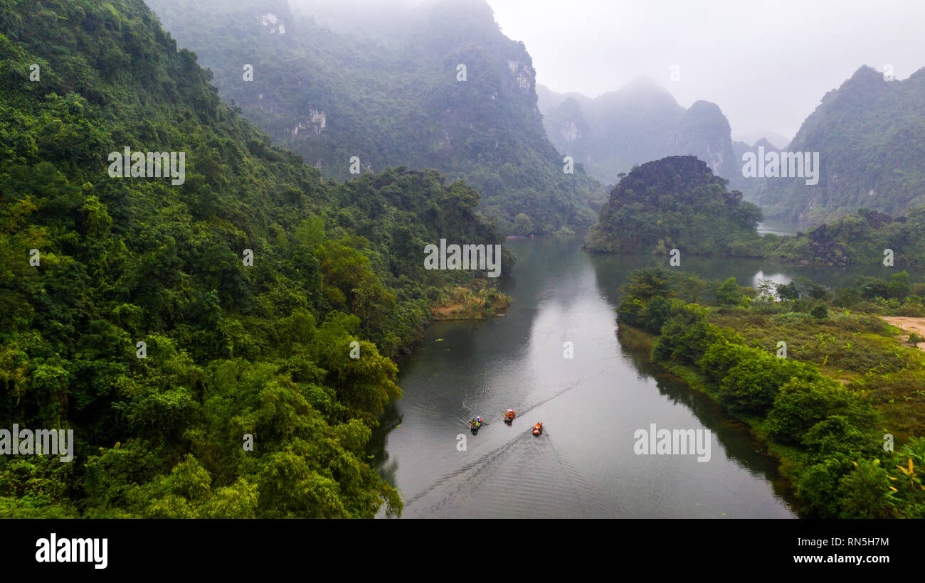 Ökotourismus Trang eine Bootstour, Ninh Binh, Vietnam Stockfoto