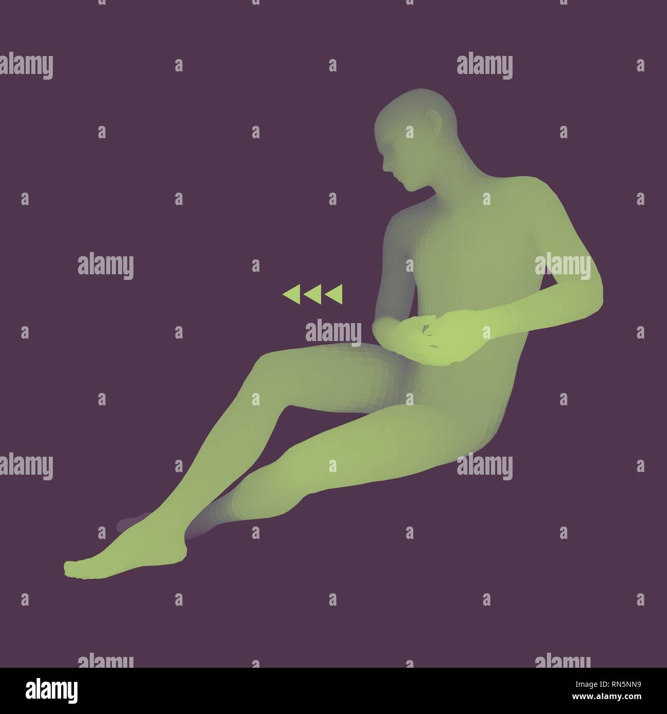 Mann in einem Denker darstellen. 3D-Modell des Menschen. Wirtschaft, Wissenschaft, Psychologie oder Philosophie Vektor Illustration. Stock Vektor