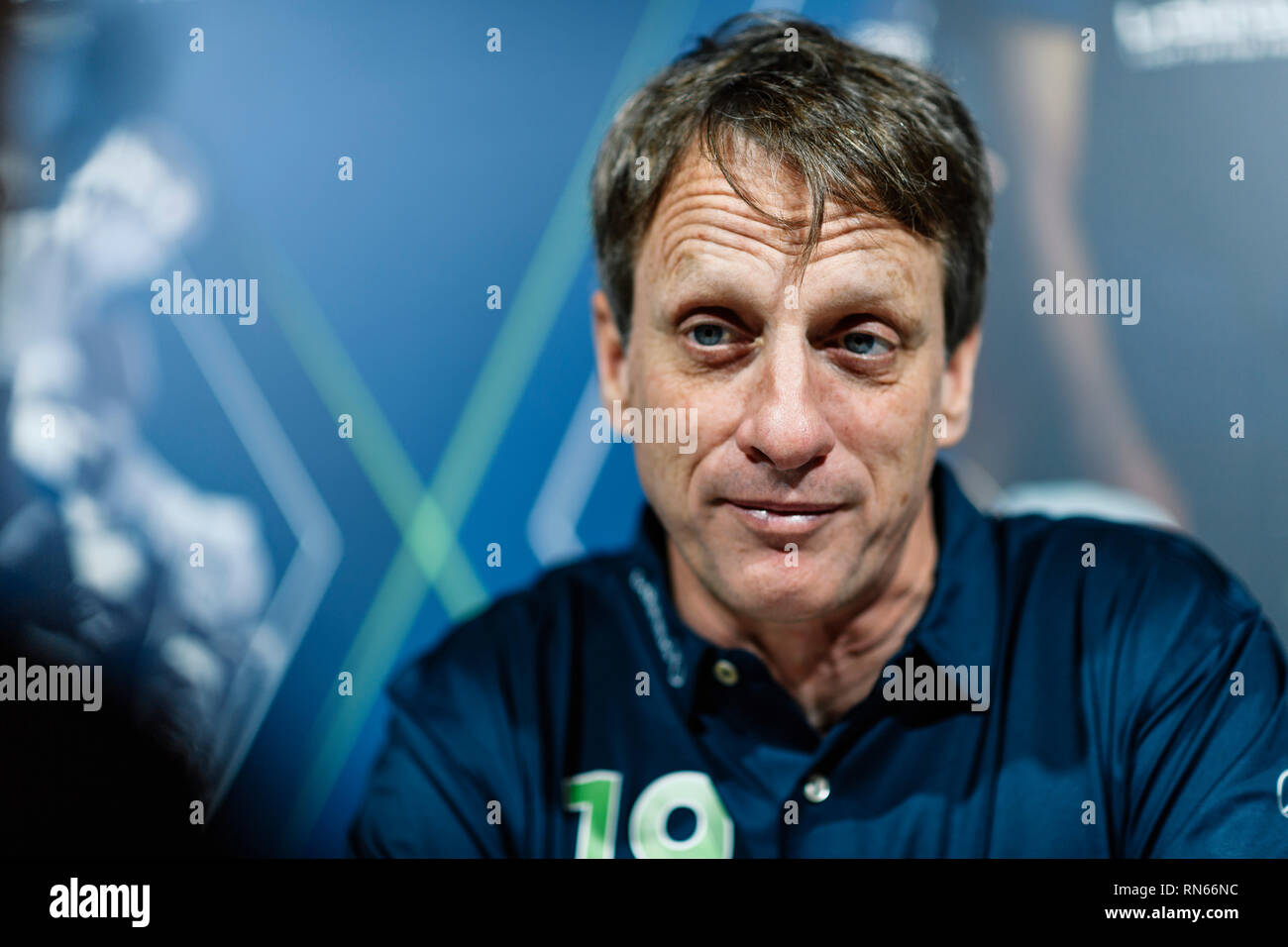 Monaco. 17 Feb, 2019. Tony Hawk (Laureus Academy Mitglied) in einem Interview. GES/Sport Allgemein/Laureus World Sports Awards 2019, 17.02.2019 Sport: Laureus World Sports Awards 2019, Februar 17, 2019 | Verwendung der weltweiten Kredit: dpa/Alamy leben Nachrichten Stockfoto