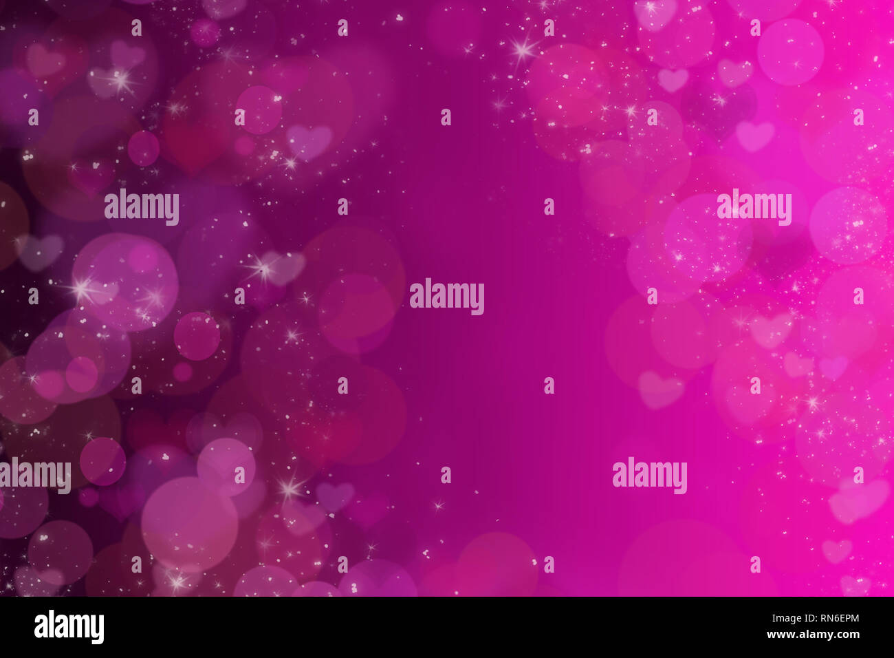 Zusammenfassung Hintergrund in rosa und violetten Tönen. Bokeh und funkelnde Effekte. Valentinstag grüße Postkarte. Lover's Tag. Herzen. Stockfoto