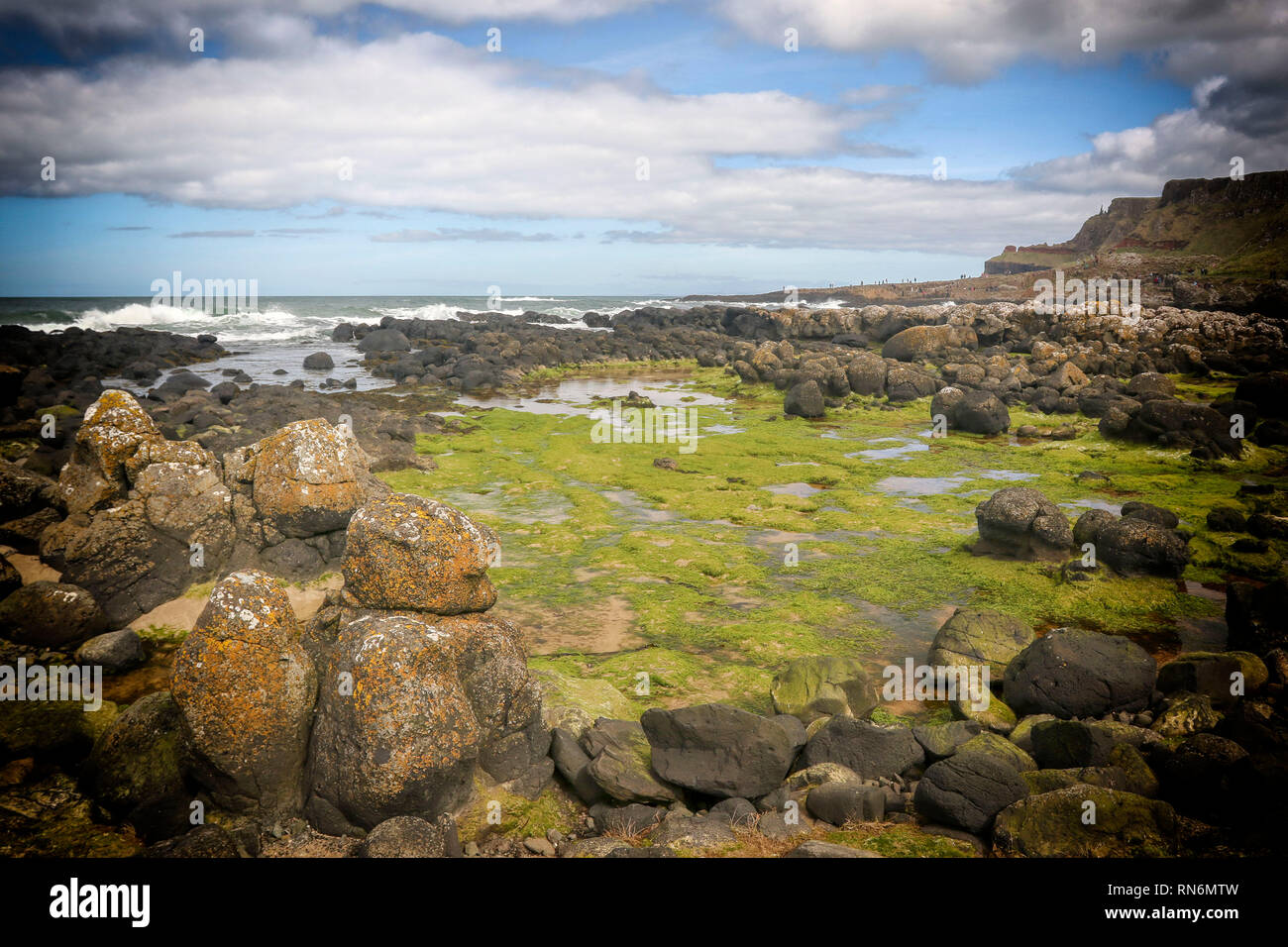 Landschaften in der Giants Causeway Gebiet von außergewöhnlicher natürlicher Schönheit, Antrim, Nordirland, Europa Stockfoto