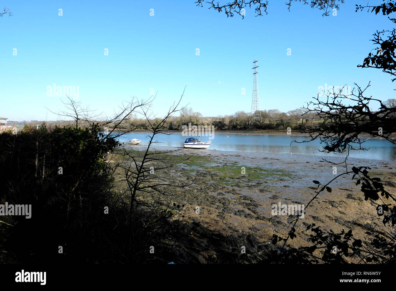 Banken der Medina River bei Newport, Isle of Wight, England, UK. Stockfoto