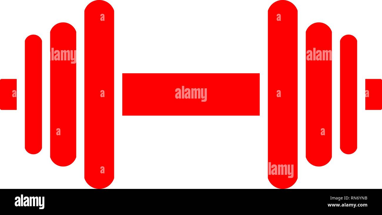 Gewichte Symbol - Rot minimalistischen Hantel, isoliert - Vector Illustration Stock Vektor