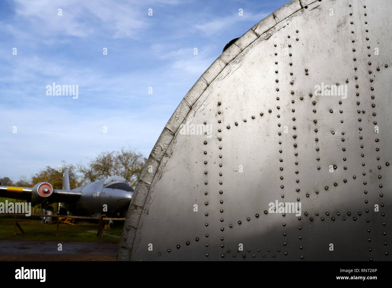 Stirnwand hinter dem Cockpit eines English Electric Canberra Ära des Kalten Krieges bomber Stockfoto