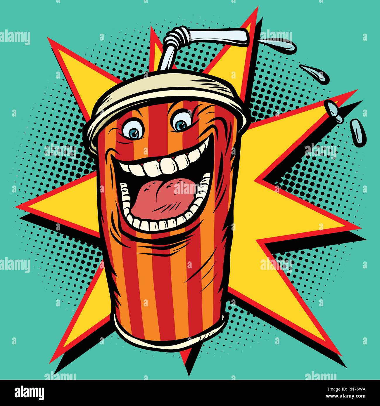 Cola trinken Charakter. Comic cartoon Pop Art retro Vektor Grafik Handzeichnung Stock Vektor