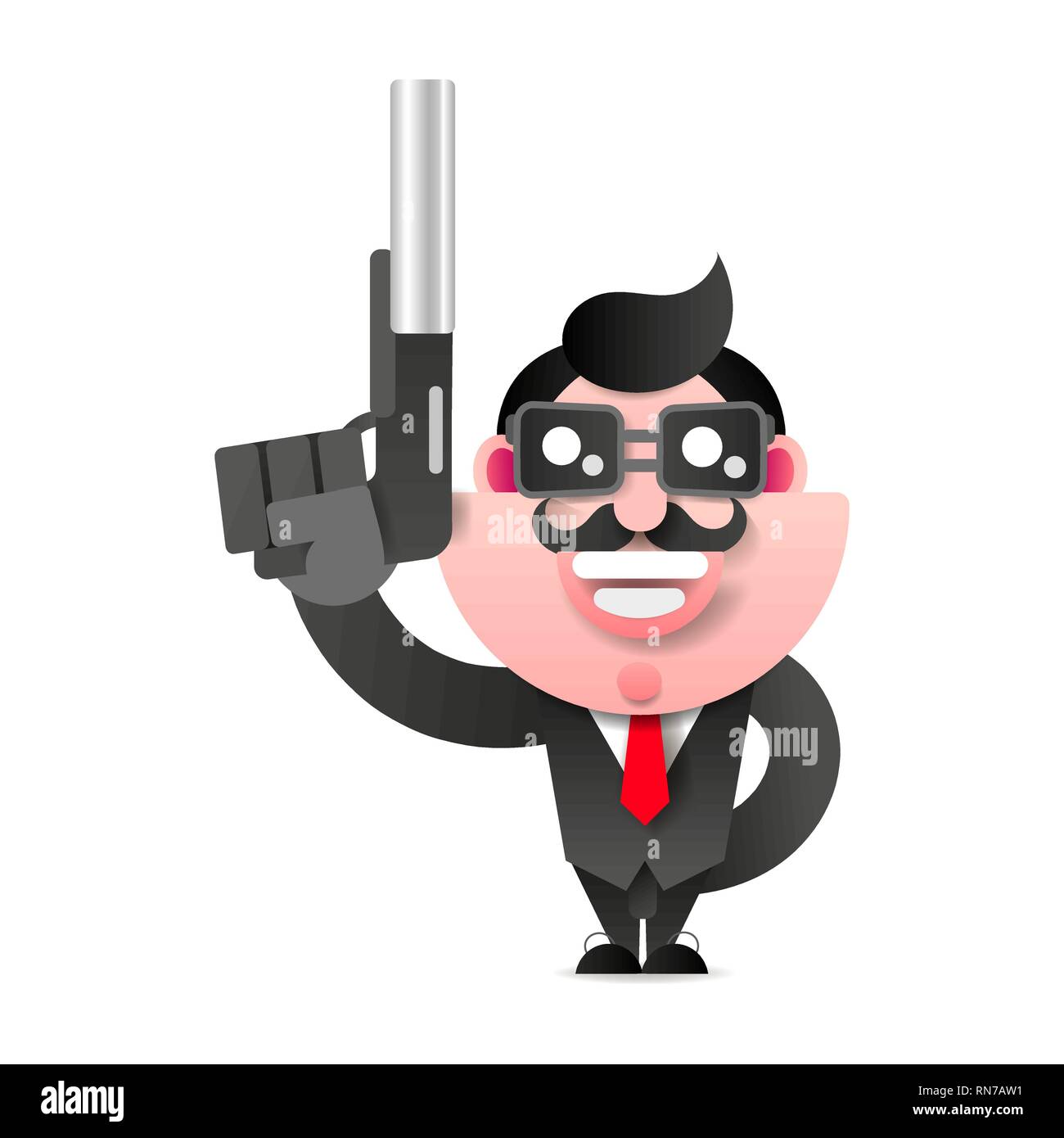 Mafioso mit Gewehr. Retro Mafia Man. Pop Art Mafia Boss. Vector Illustration Stock Vektor