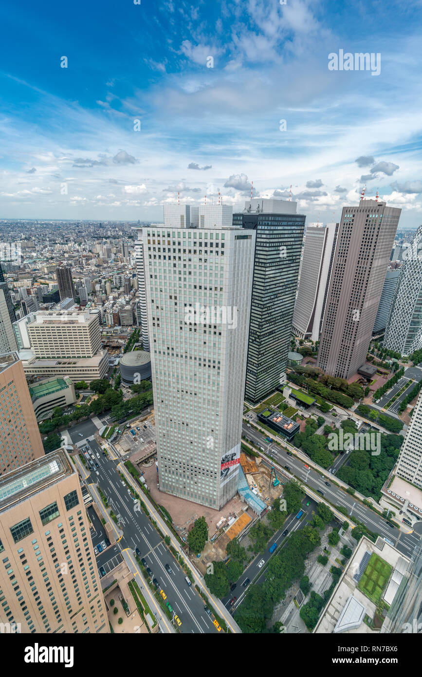 Tokio - August 07, 2017: Luftaufnahme von Shinjuku district von Tokio, Einzufuehren. Stockfoto