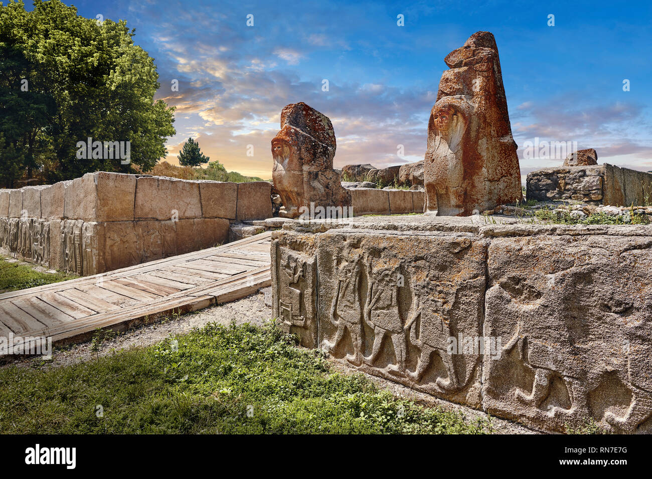 Fotos & Bilder der Sphinx tor Hethiter Skulptur, Alaca Hoyuk (alacahoyuk) Hethiter Ausgrabungsstätte Alaca, Provinz Çorum, der Türkei, Stockfoto
