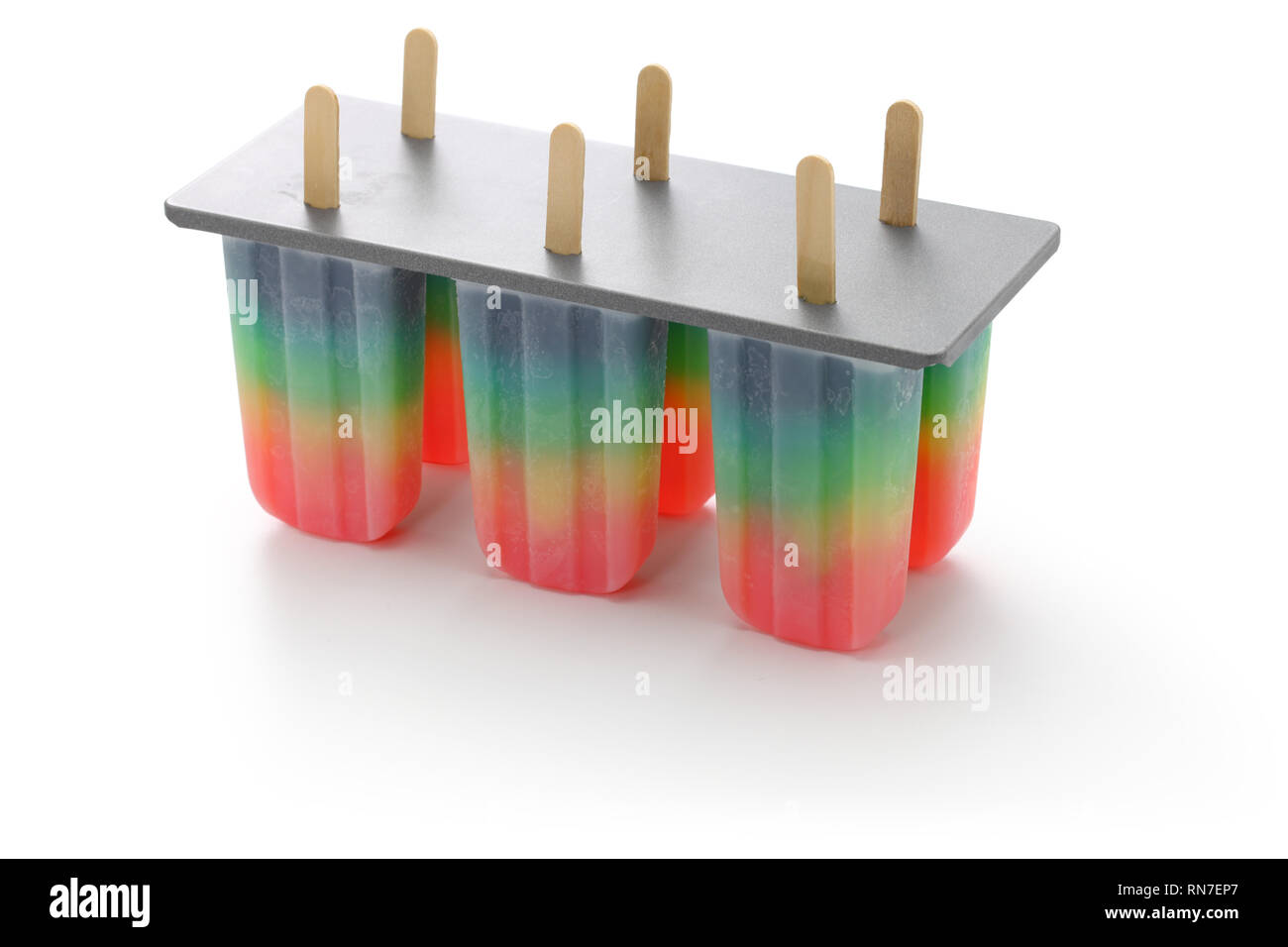 Hausgemachte rainbow Ice pop Stockfoto