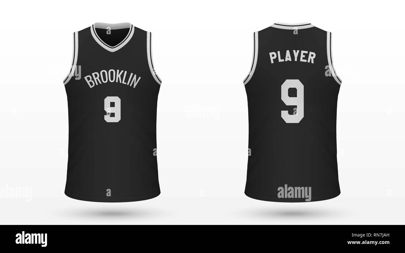 Realistische sport shirt Brooklyn Nets, Jersey Vorlage für Basketball Kit. Vector Illustration Stock Vektor