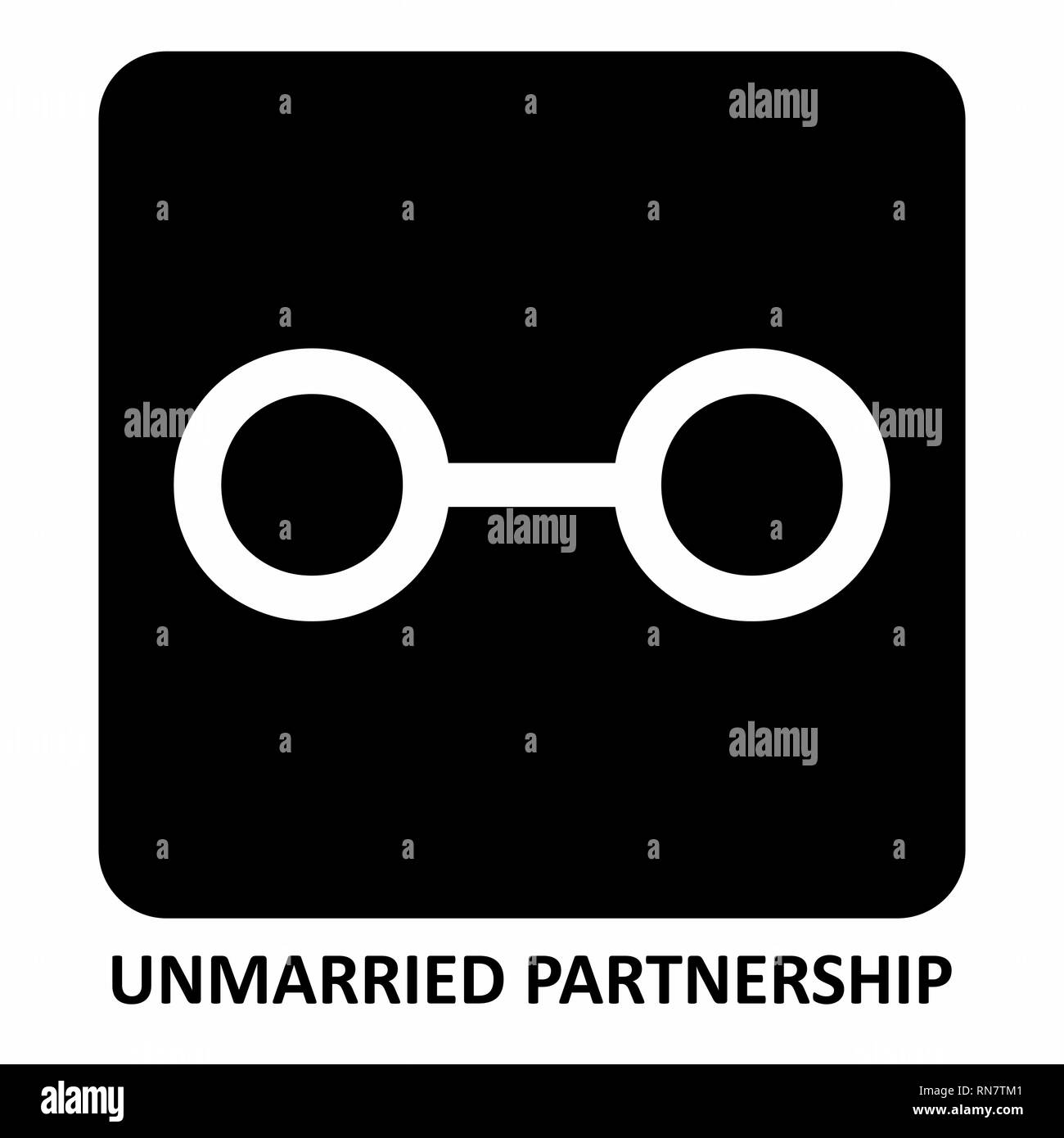 Die schwarzen und weißen unverheiratete Partnerschaft symbol Abbildung Stock Vektor