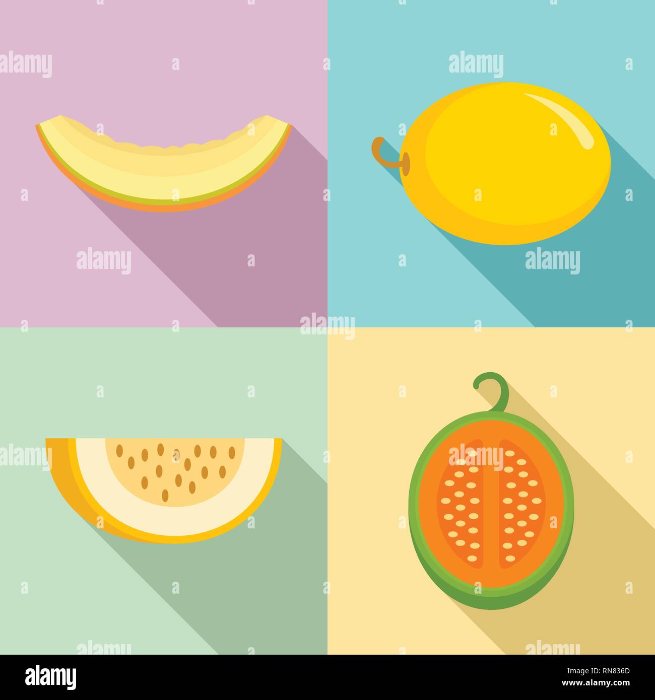 Melone Symbole gesetzt. Flachbild melone Vector Icons für Web Design Stock Vektor