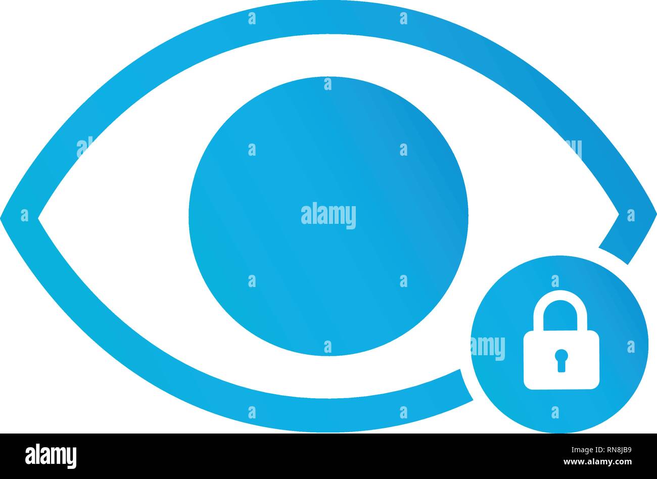 Privatsphäre Auge Symbol. Auge das Symbol mit dem Vorhängeschloss unterzeichnen. Auge - Symbol und Sicherheit, Schutz, Datenschutz Symbol. Vector Illustration auf weißen isoliert Stock Vektor