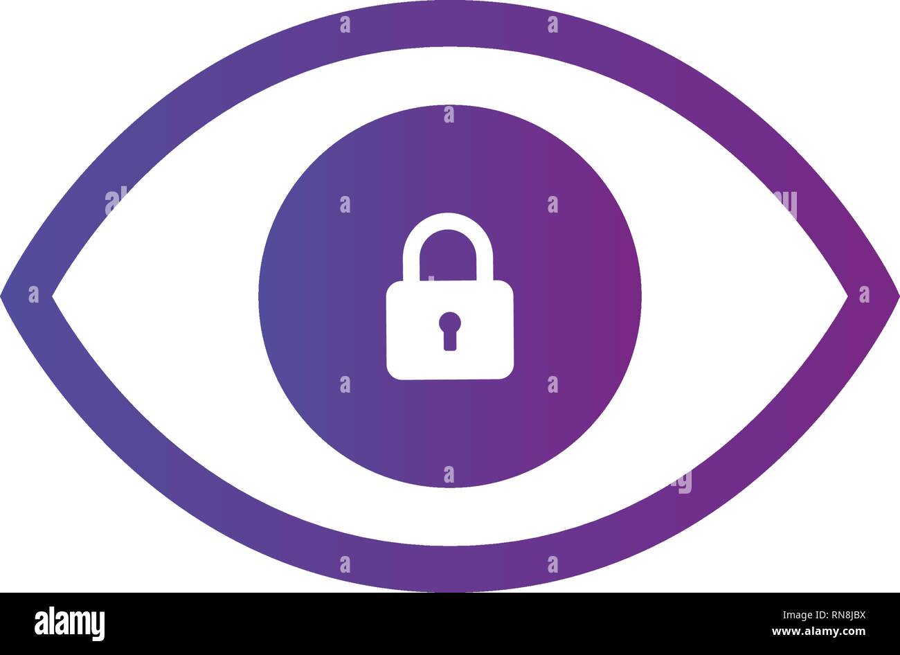 Privatsphäre Auge Symbol. Auge das Symbol mit dem Vorhängeschloss unterzeichnen. Auge - Symbol und Sicherheit, Schutz, Datenschutz Symbol. Vector Illustration auf weißen isoliert Stock Vektor