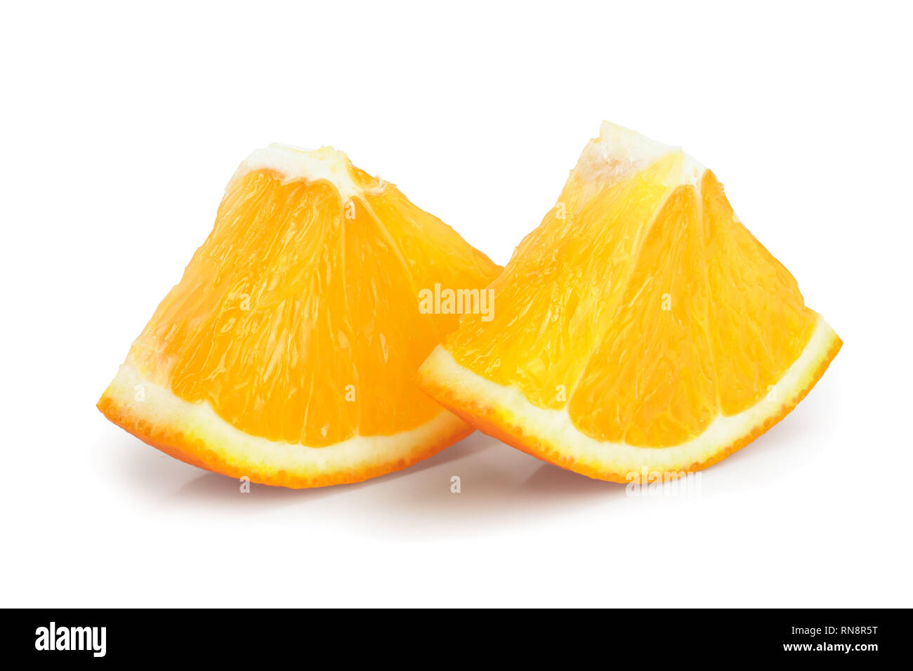 Orange Fruit Slice isoliert auf weißem Hintergrund Stockfoto
