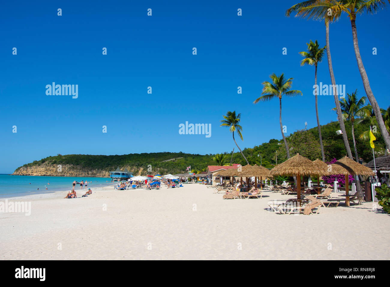 Dickenson Bay Beach, Antigua, Antigua und Barbuda, Kleine Antillen, Karibik Stockfoto