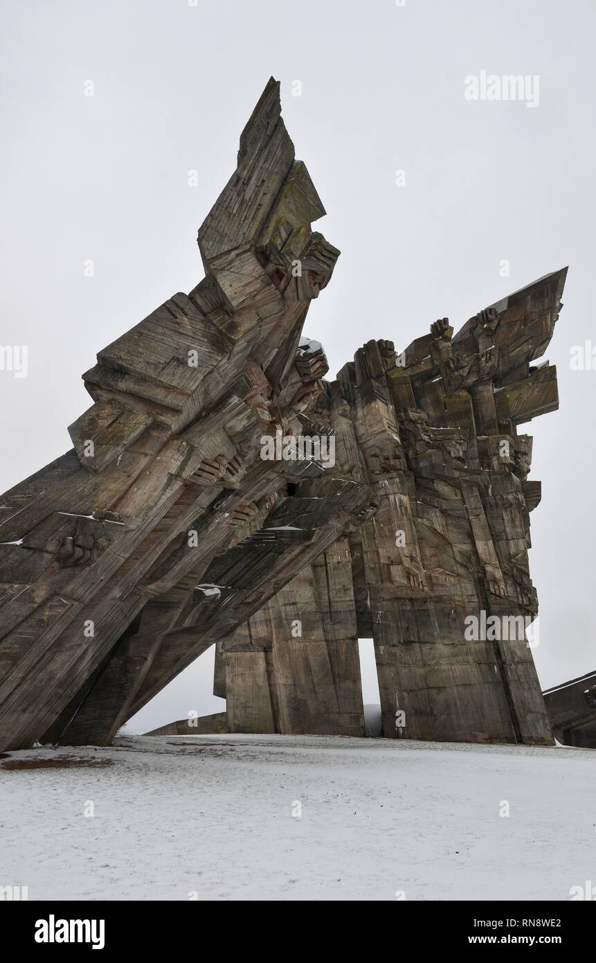 9. Fort Denkmal (eine Gedenkstätte für die Opfer des Nationalsozialismus, erbaut 1984), Kaunas, Kaunas, Litauen, Dezember 2018 Stockfoto