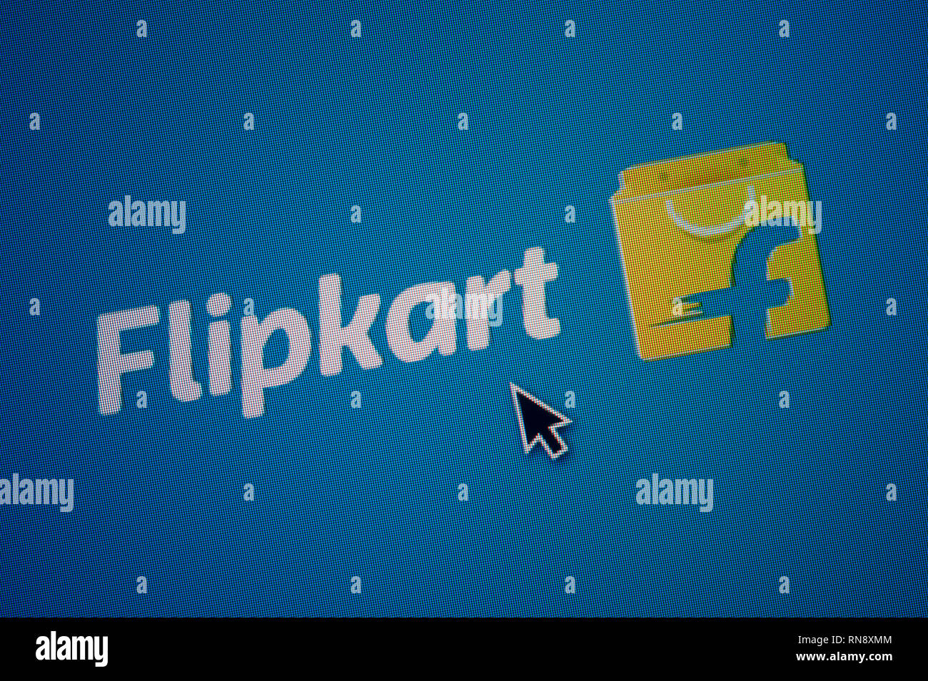 Das Logo von Flipkart ist auf einem Bildschirm gesehen zusammen mit einer Maus Cursor (nur redaktionelle Nutzung) Stockfoto