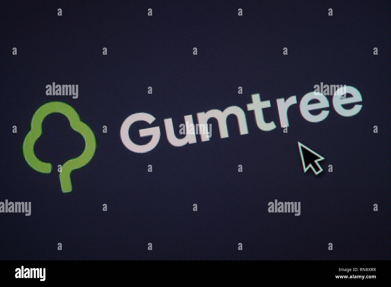 Das Logo von Gumtree ist auf einem Bildschirm gesehen zusammen mit einer Maus Cursor (nur redaktionelle Nutzung) Stockfoto