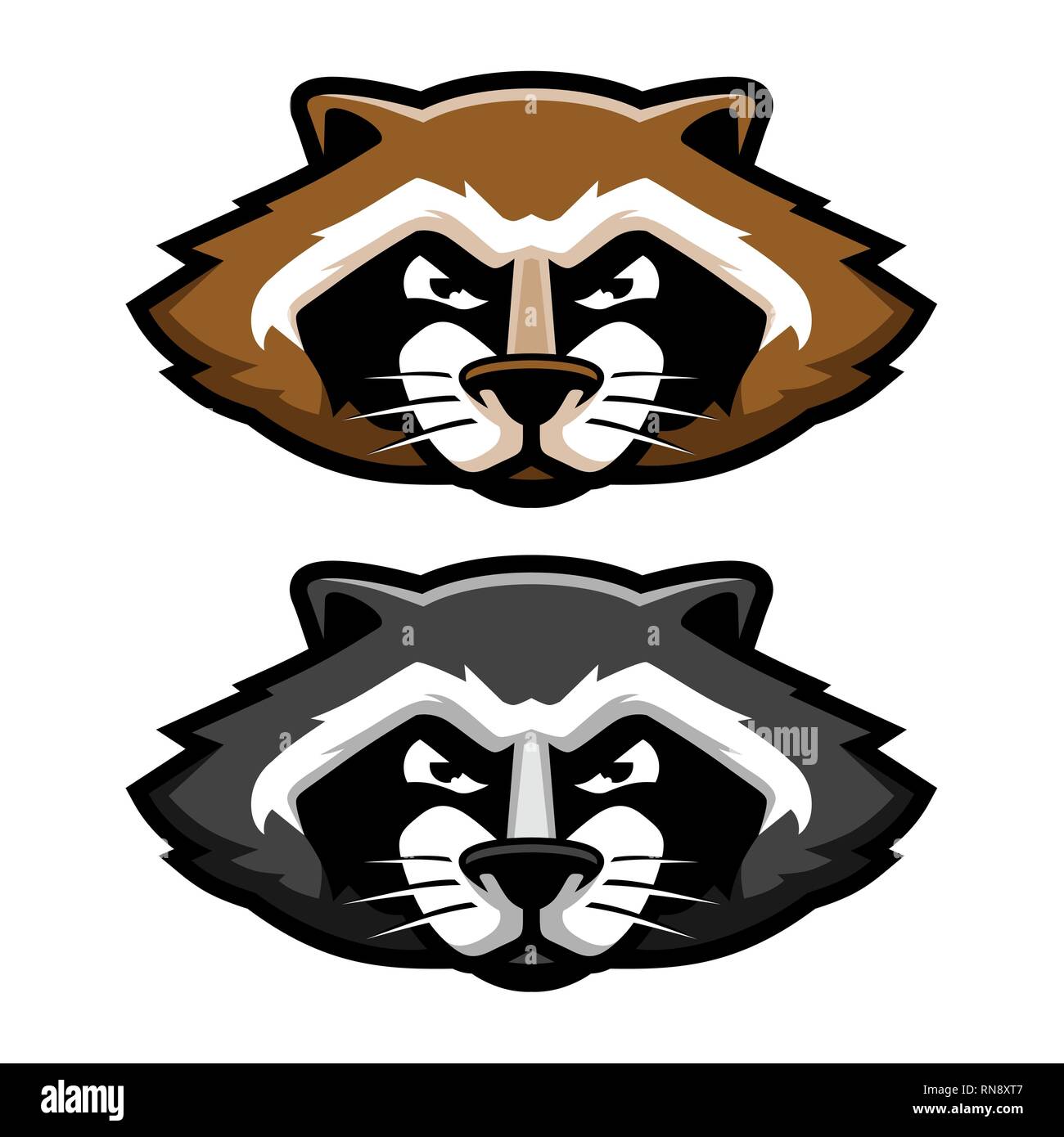 Wütend Waschbär Kopf Logo Maskottchen Abbildung im Comic-stil Stock Vektor