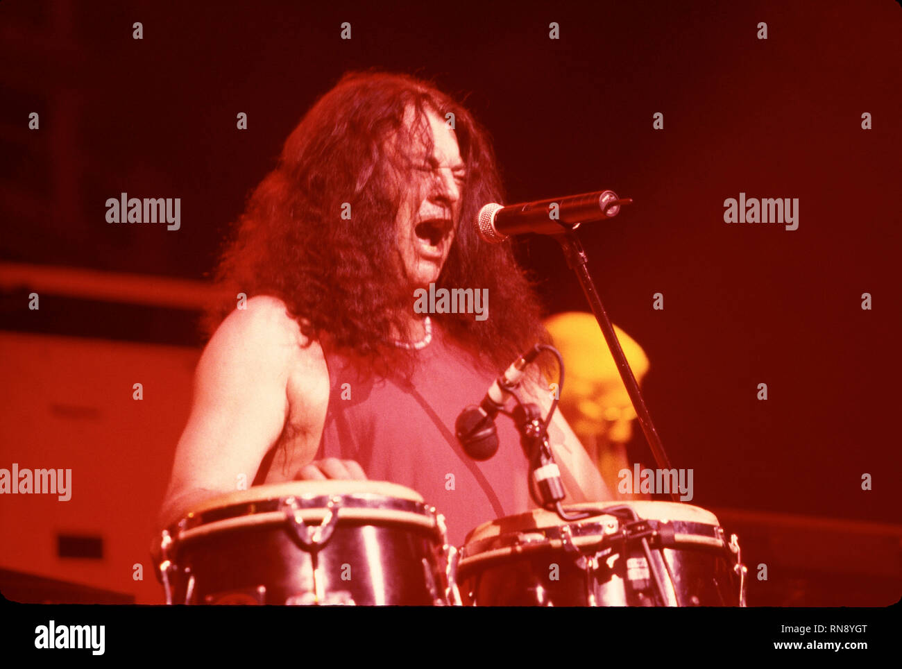 Deep Purple Sänger Ian Gillan ist dargestellt auf der Bühne während einer "live"-Konzert aussehen. Stockfoto