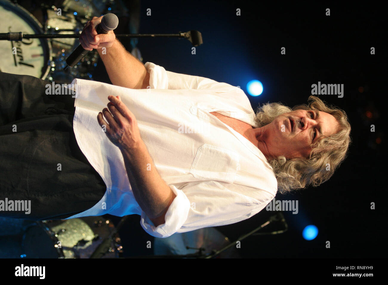 Deep Purple Sänger Ian Gillan ist dargestellt auf der Bühne während einer "live"-Konzert aussehen. Stockfoto