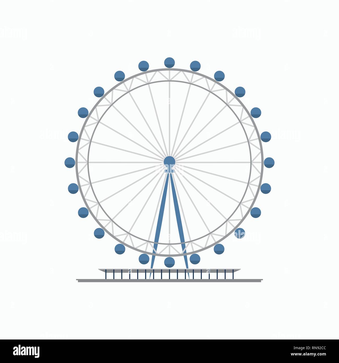 London Eye Riesenrad. Flat Style Vector Illustration. Reiseziel in London Stock Vektor