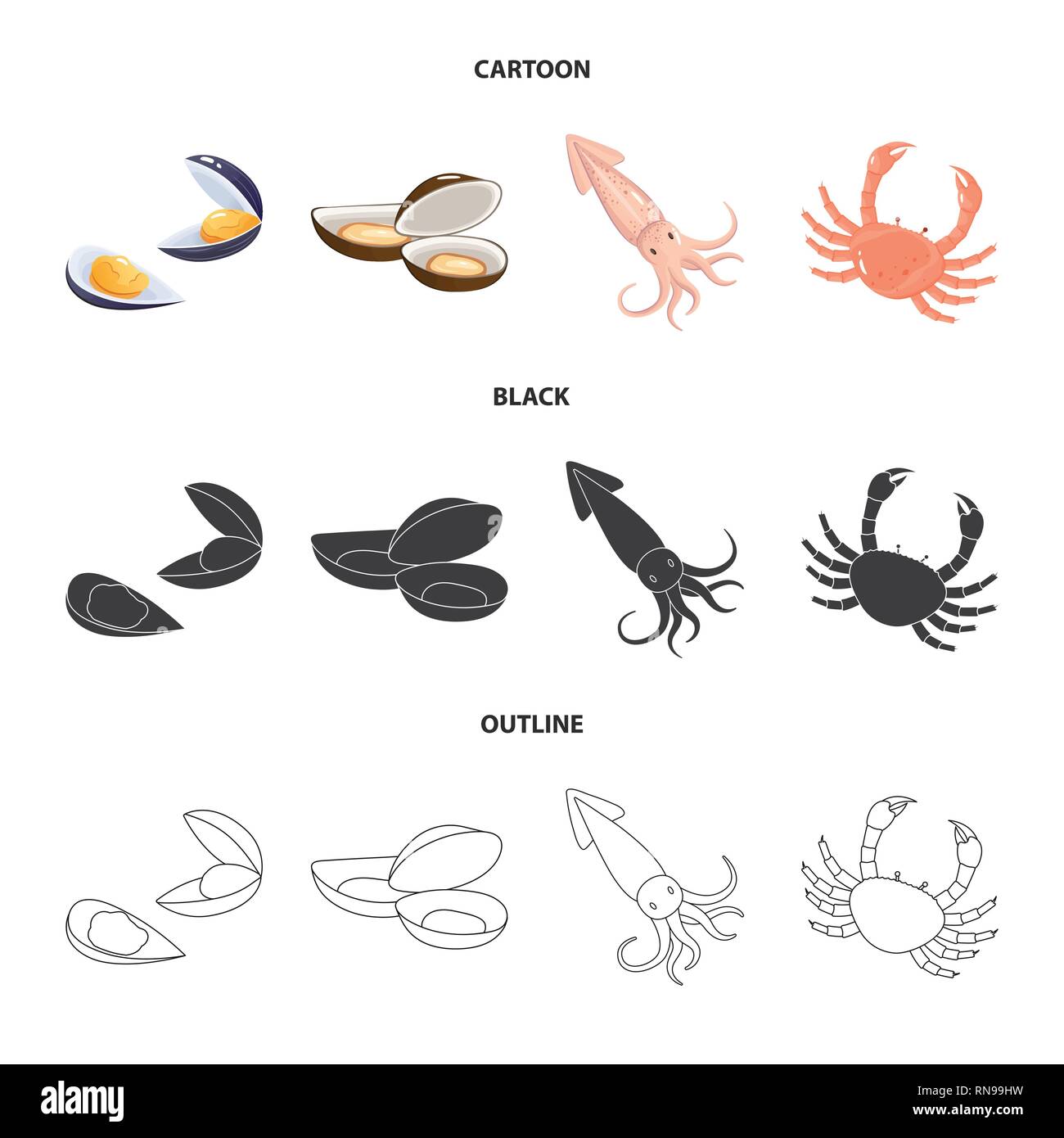 Miesmuschel, Tintenfisch, Krabben, Muscheln, Gelee, Squid, Shell, Zartheit, Tentakel, Tentakeln, Auster, Monster, Rot, Fisch, Kreatur, Muscheln, riesige, Strand, Kraken, Wasser, Langusten, frisch, Restaurant, Markt-, Marine-, Lebensmittel-, Meer, Fisch, gesund, Produkt, Ozean, Set, Vector, Icon, Illustration, isoliert, Sammlung, Design, Element, Grafik, Zeichen, Vektor, Vektoren, Stock Vektor