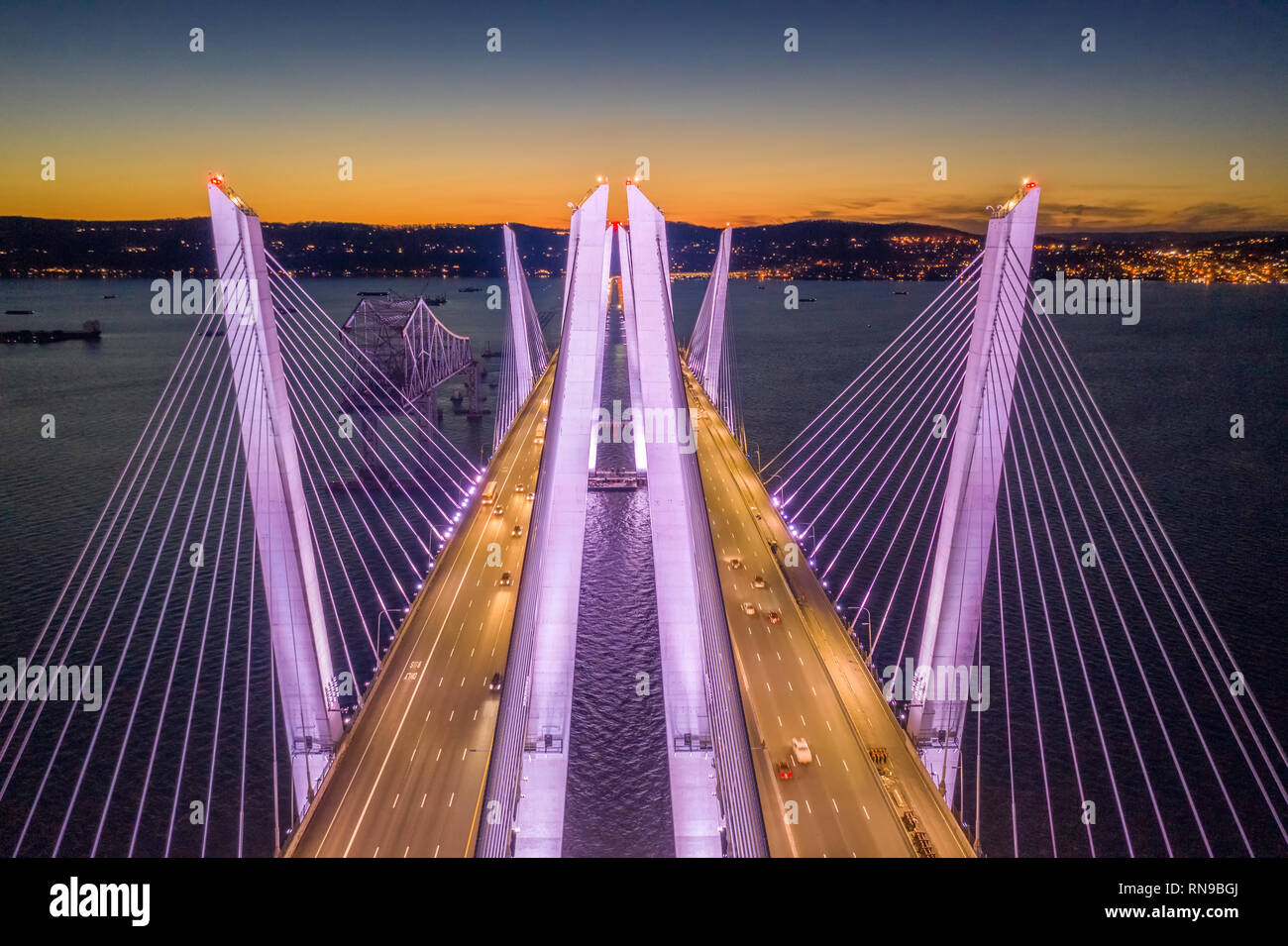 Luftbild der Neuen Tappan Zee Bridge Stockfoto