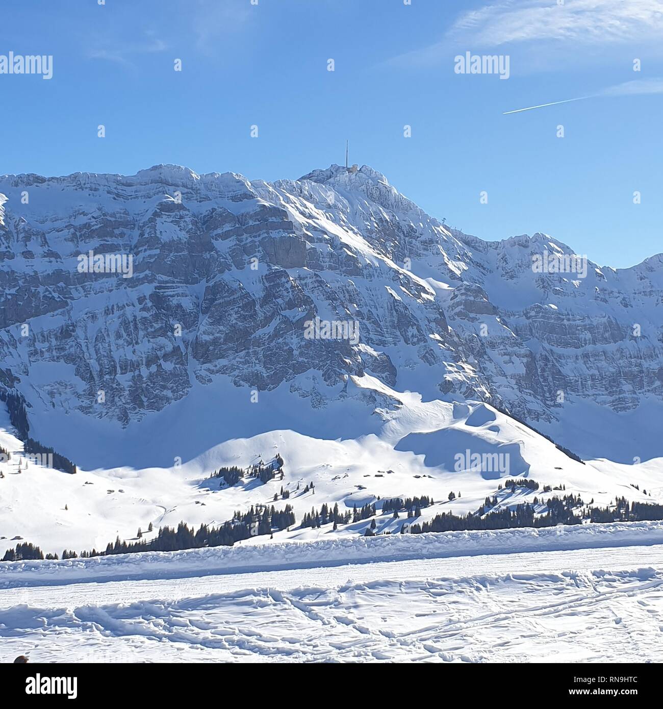 Verschneite Landschaft Schweizer Berge, Schweiz Stockfoto