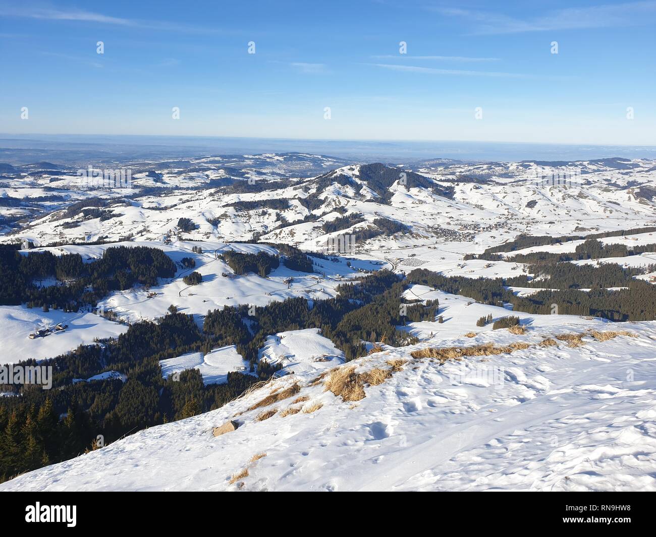 Verschneite Landschaft Schweizer Berge, Schweiz Stockfoto